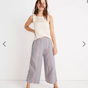 Madewell Side-Button Huston Pull-On Crop Pants in Rainbow Stripe